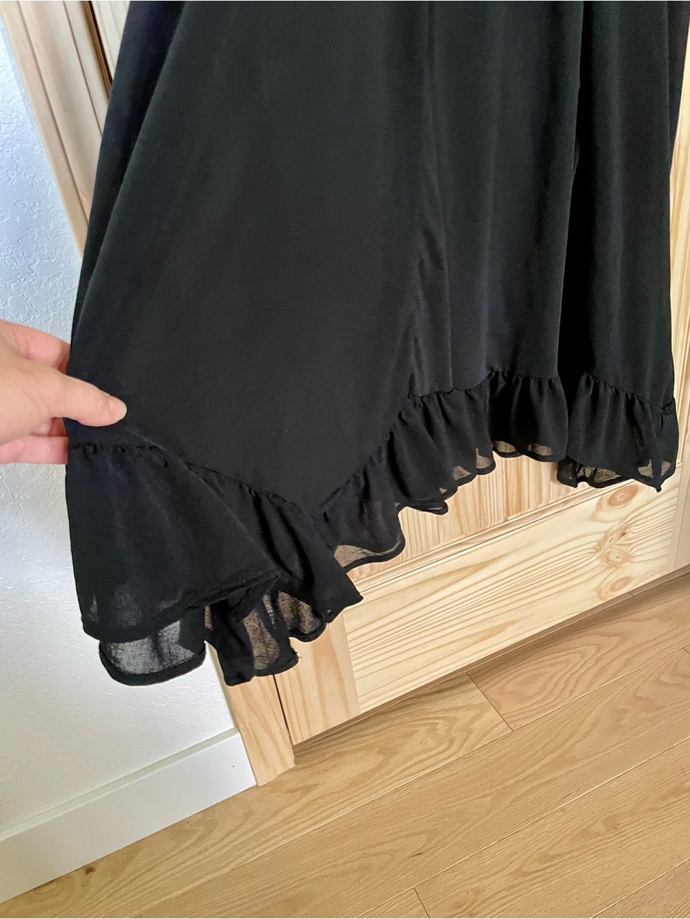 Future Collective Black Flutter Hem Maxi Dress Sz Small - Picture 7 of 11